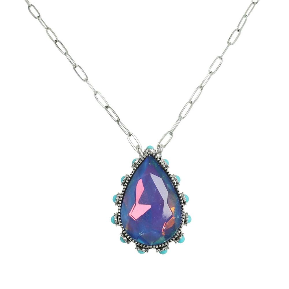 Western Teardrop Turquoise Gemstone Necklace | Blue